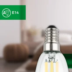 Briloner Filament Pære > LED-pære stearinlys E14 2,5W klar 3000K 525 lm energiklasse 2er