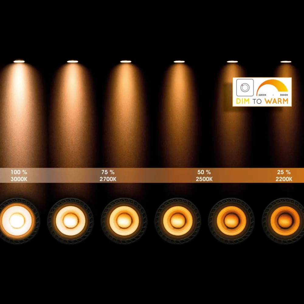 Lucide Dæmpbar Led-Pære > LED-reflektor GU10 12 W 3.000 K, dim to warm, sort