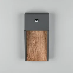 Trio Lighting Væglampe Med Sensor > LED-sensor-udendørs LED-væglampe SALMON, trælook, højde 33 cm IP44