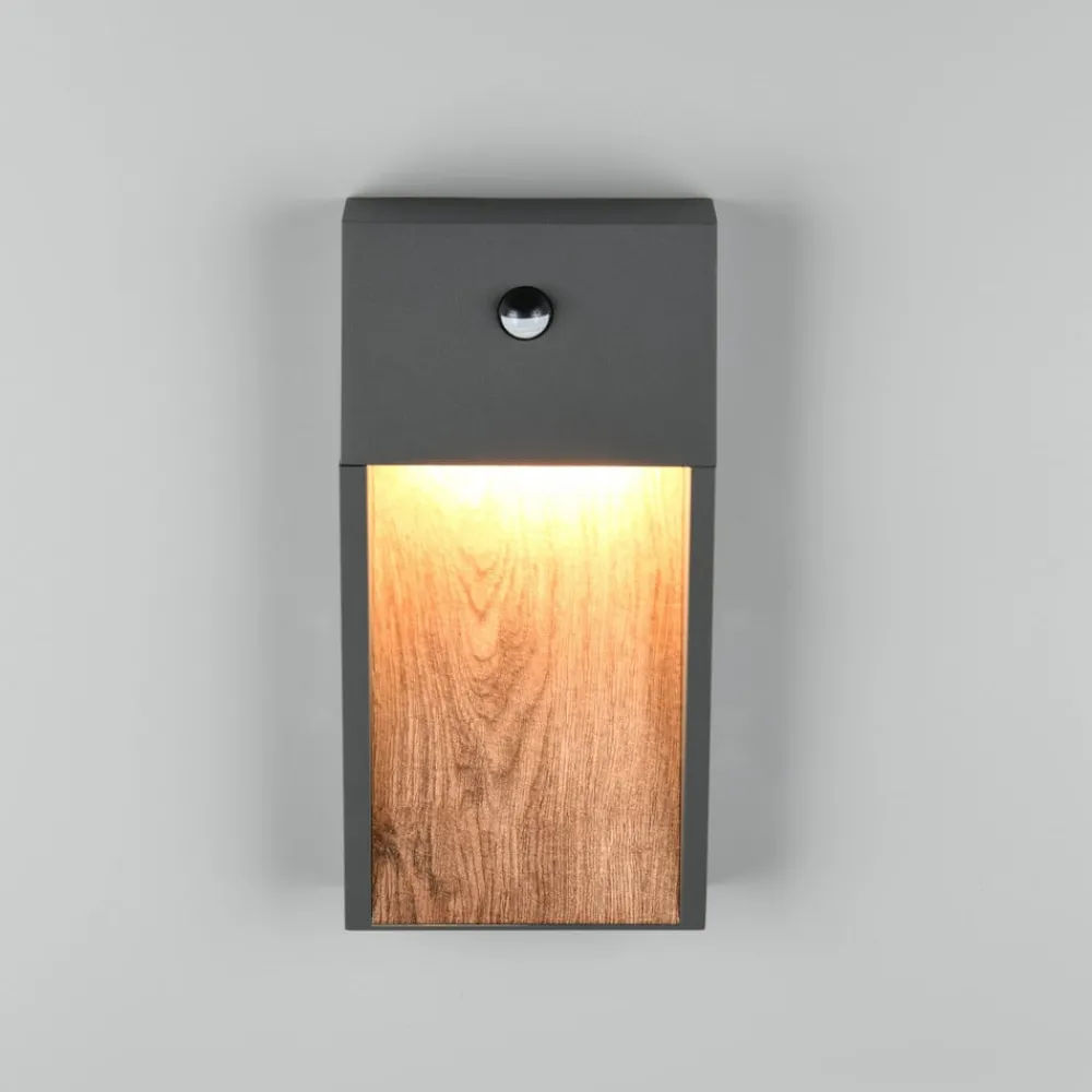 Trio Lighting Væglampe Med Sensor > LED-sensor-udendørs LED-væglampe SALMON, trælook, højde 33 cm IP44