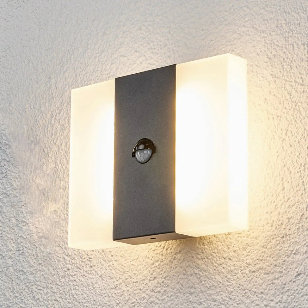 Lindby Væglampe Med Sensor > LED-sensor-udendørs væglampe Kumi, grafit, IP44