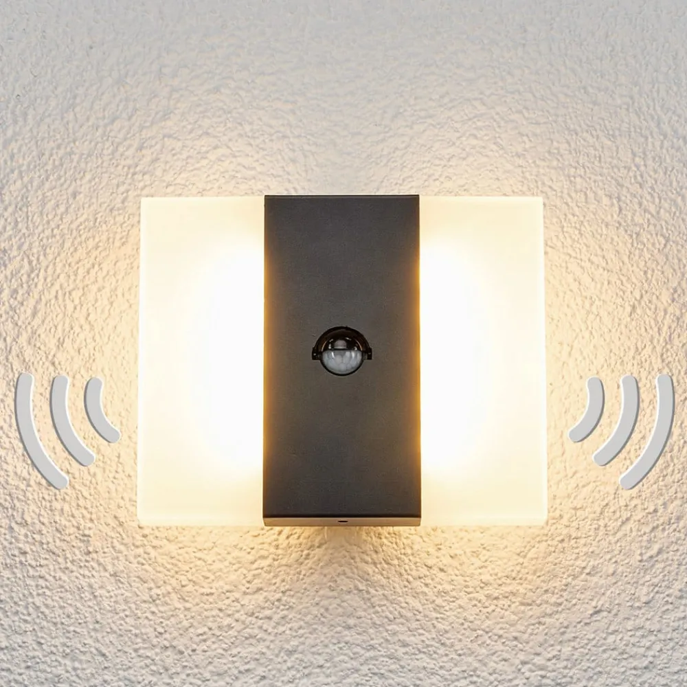 Lindby Væglampe Med Sensor > LED-sensor-udendørs væglampe Kumi, grafit, IP44