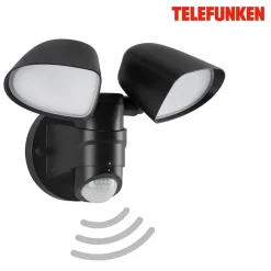 Telefunken Væglampe Med Sensor|Udendørs Spot > LED-sensor udendørs vægspot Bilbao 2 lyskilder sort