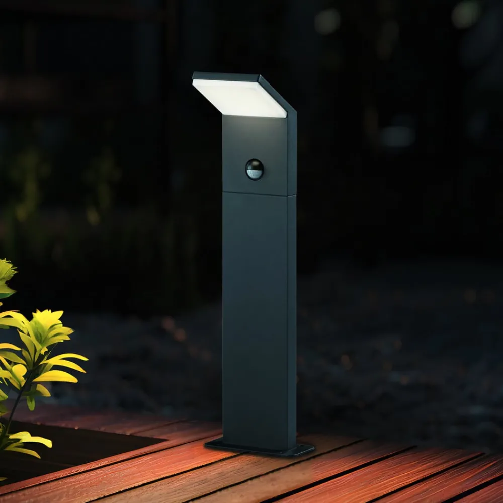 Trio Lighting Gadebelysning > LED-sensor-vejlampe PEARL, højde 50 cm, antracitgrå metal, IP54