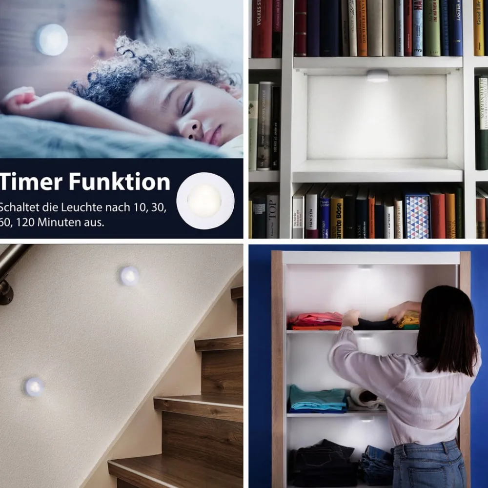 Briloner Underskabsbelysning > LED-skabslampe Skab, fjernbetjening, sæt med 6 stk