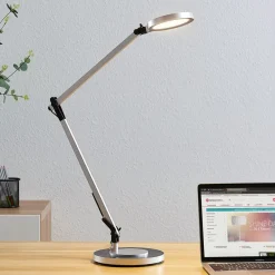 Lindby Arbejdsrum/Kontor|Bordlamper > LED-skrivebordlampe Rilana med dæmper, sølv