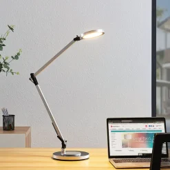 Lindby Arbejdsrum/Kontor|Bordlamper > LED-skrivebordlampe Rilana med dæmper, sølv