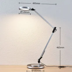 Lindby Arbejdsrum/Kontor|Bordlamper > LED-skrivebordlampe Rilana med dæmper, sølv