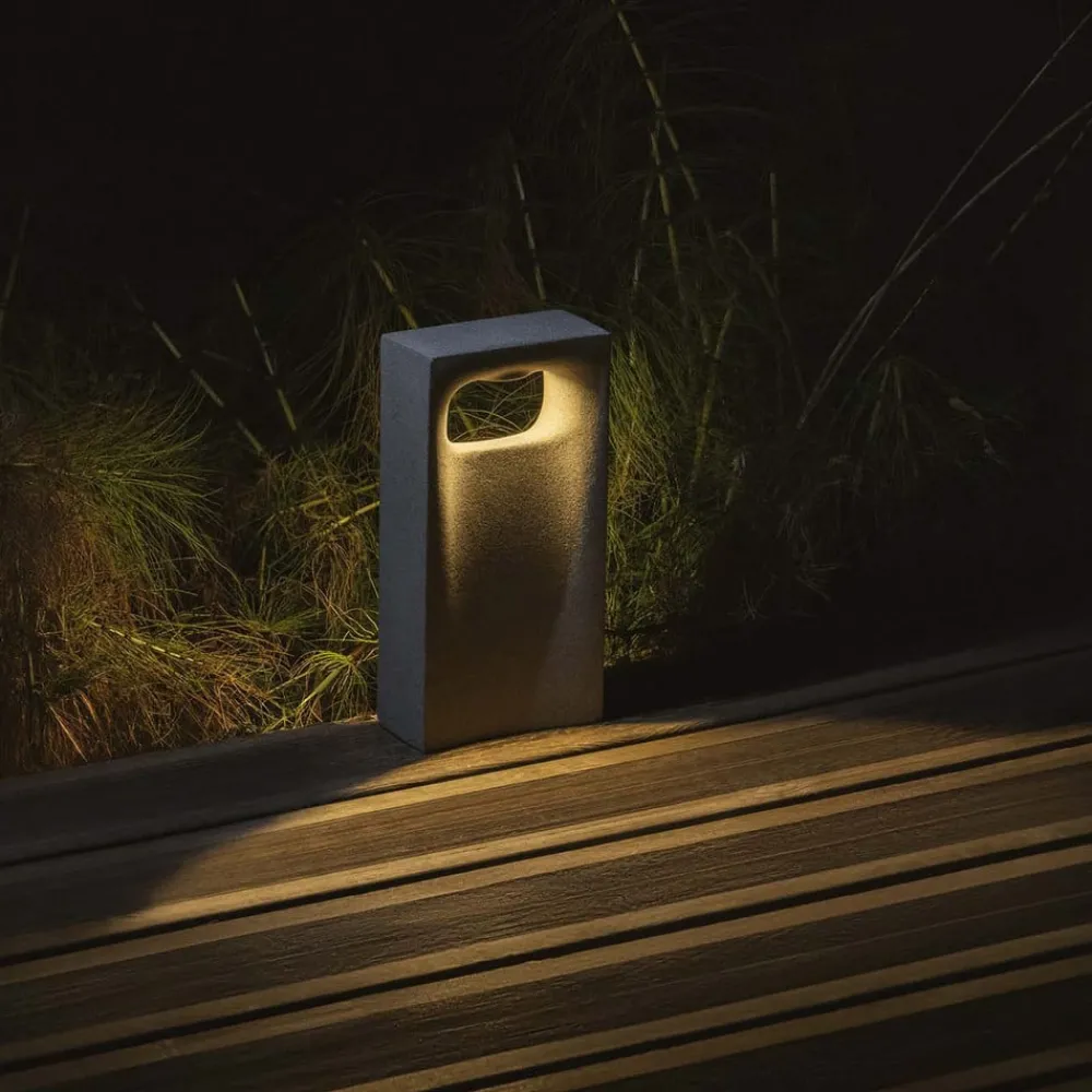 FARO BARCELONA Sokkellamper > LED-sokkellampe Glint, 3000K, 40 cm, grå, beton, IP55