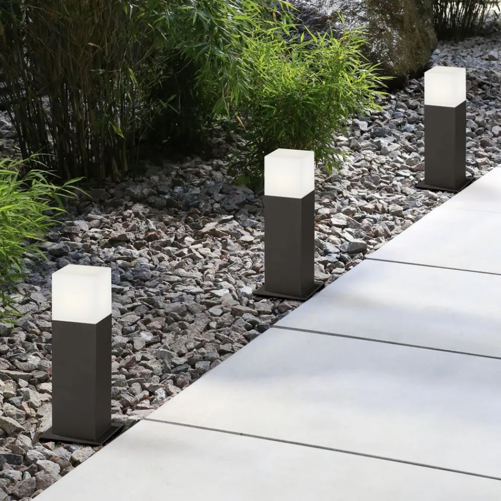 Trio Lighting Sokkellamper > LED-sokkellampe HUDSON, antracit, højde 30 cm, metal IP44