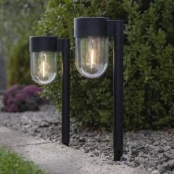 Solcellelamper|Sokkellamper ^ STAR TRADING LED-sokkellampe solcelle Cupola i sæt af 2