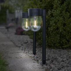 Solcellelamper|Sokkellamper ^ STAR TRADING LED-sokkellampe solcelle Cupola i sæt af 2