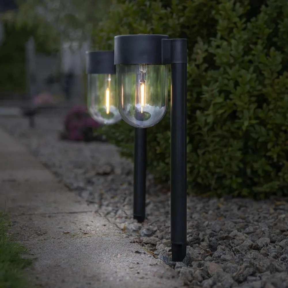 Solcellelamper|Sokkellamper ^ STAR TRADING LED-sokkellampe solcelle Cupola i sæt af 2