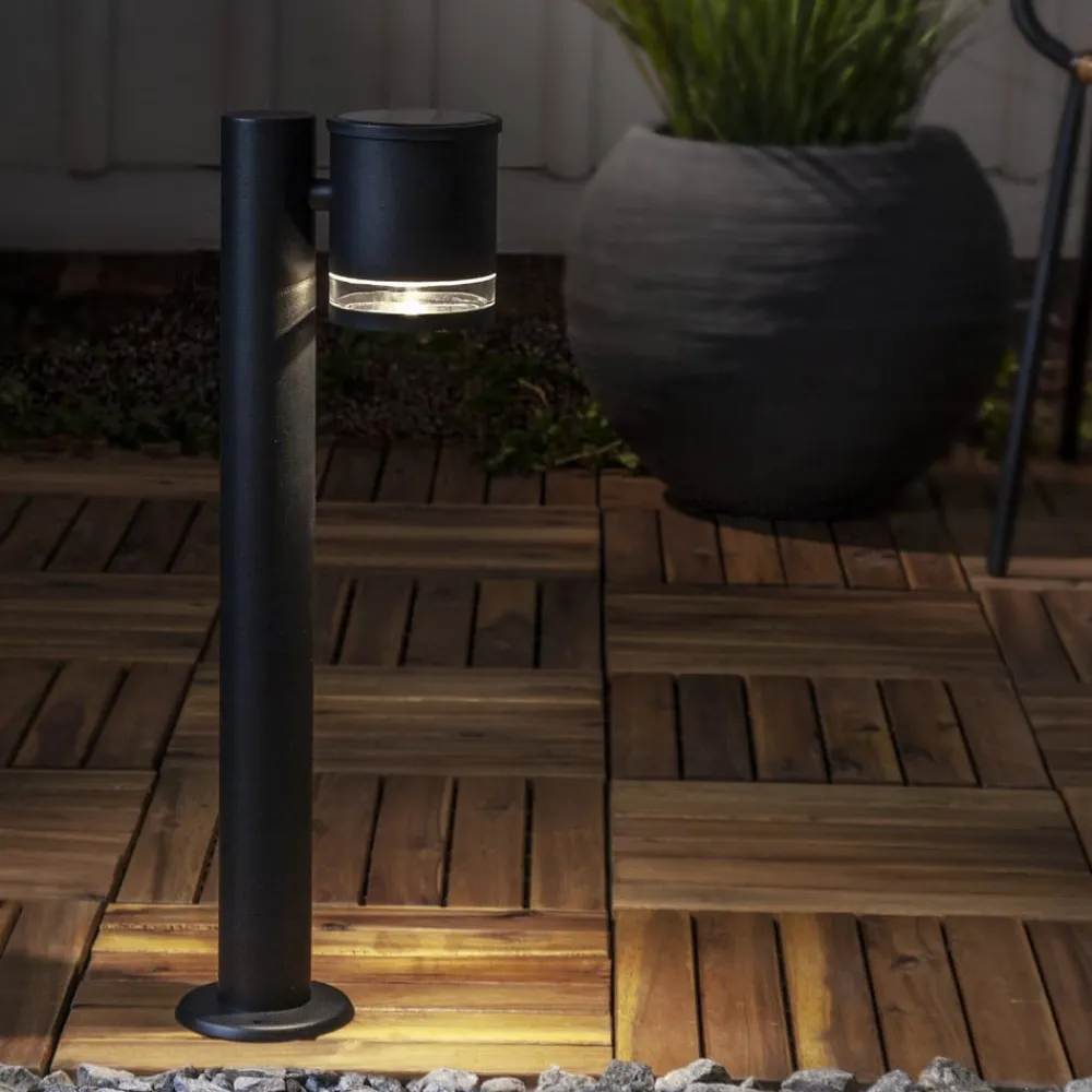 STAR TRADING Solcellelamper|Sokkellamper > LED-sokkellampe Wien, sort, metal, højde 50 cm