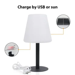 Smartwares Dekorationsbelysning|Solcellelamper > LED-solcellebordlampe OSL-50012 med genopladeligt batteri og USB-kabel