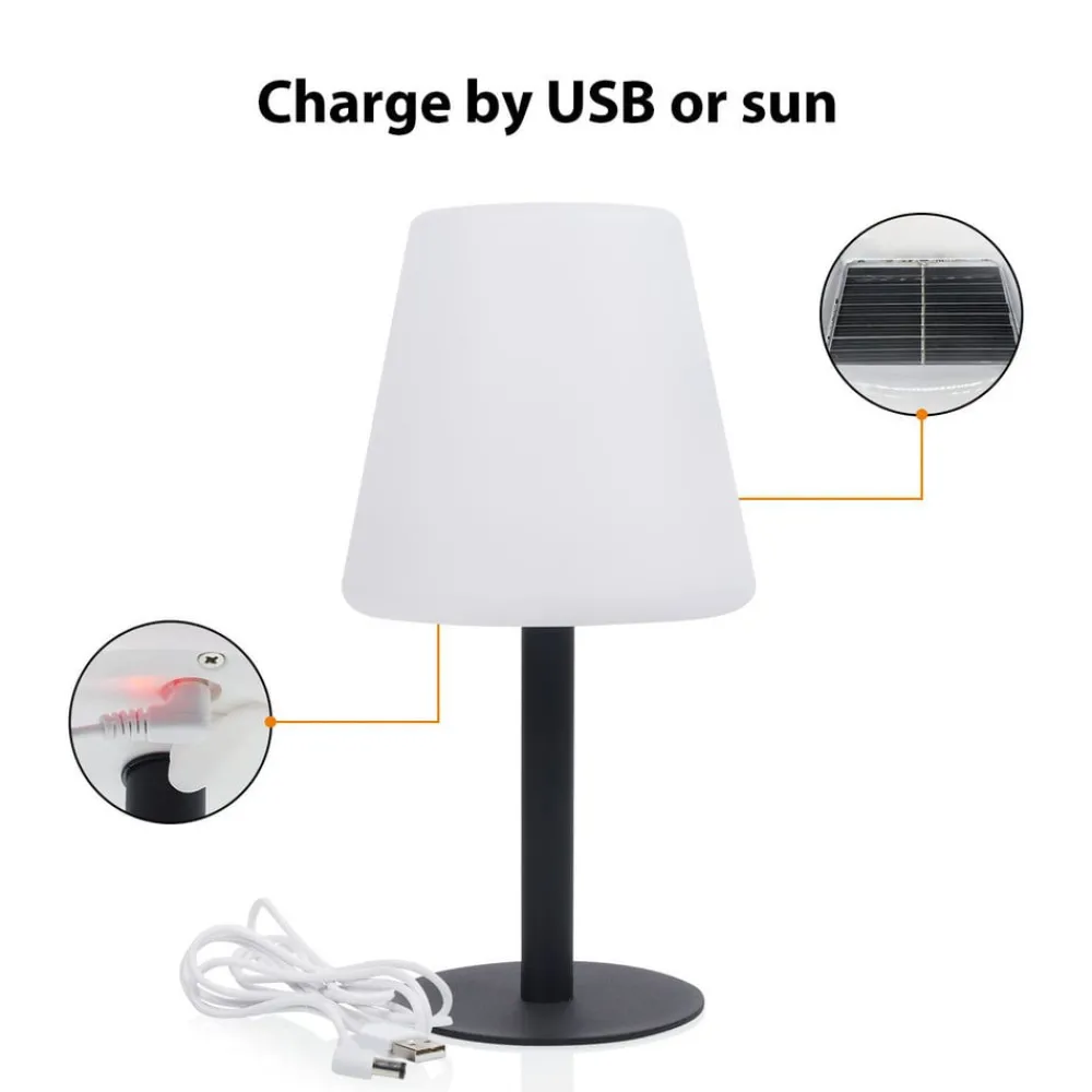 Smartwares Dekorationsbelysning|Solcellelamper > LED-solcellebordlampe OSL-50012 med genopladeligt batteri og USB-kabel