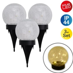 Näve Solcellelamper > LED-solcelle-dekolampe 5248203 i glas, sæt med 3