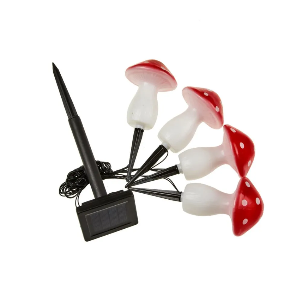 SMART GARDEN Dekorationsbelysning|Solcellelamper > LED-solcelle-jordspyd Fairy Mushroom, 4-sæt, rød/hvid, IP44