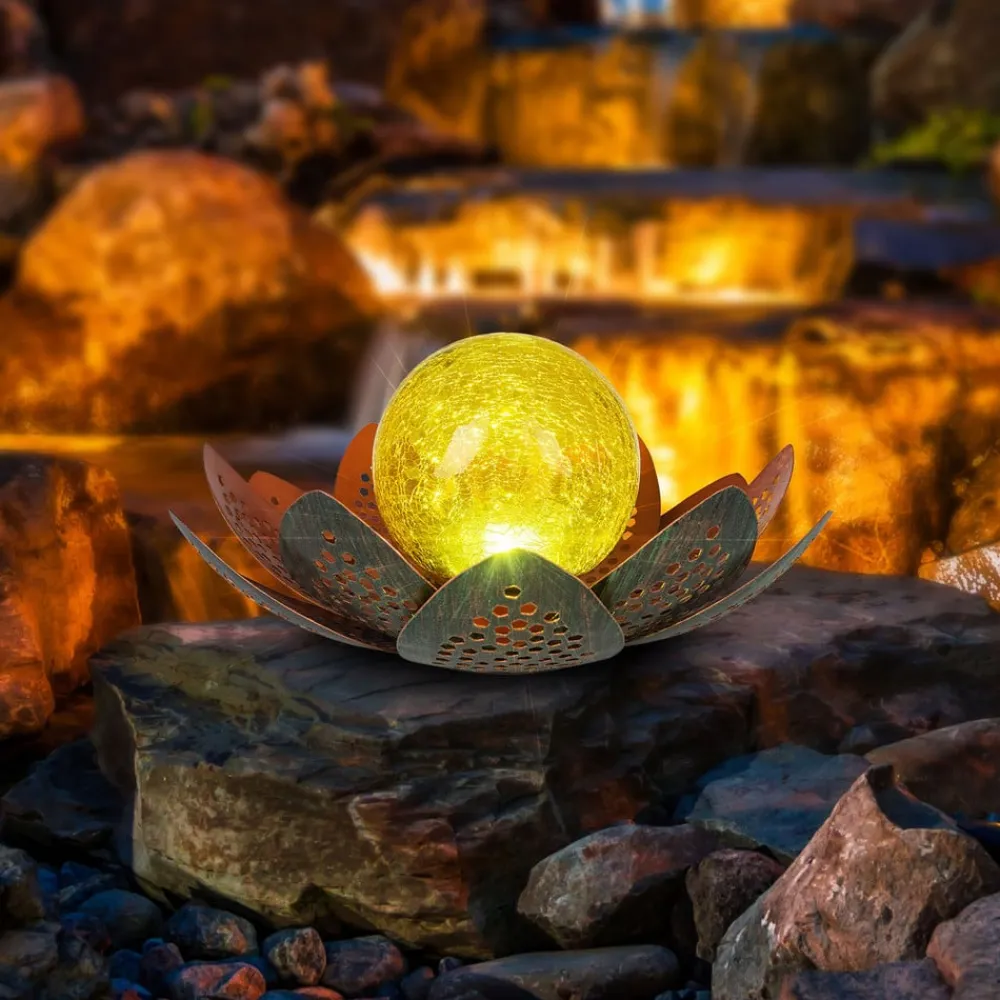 Globo Dekorationsbelysning|Solcellelamper > 33655 LED-solcellelampe, blomst, Ø 22 cm