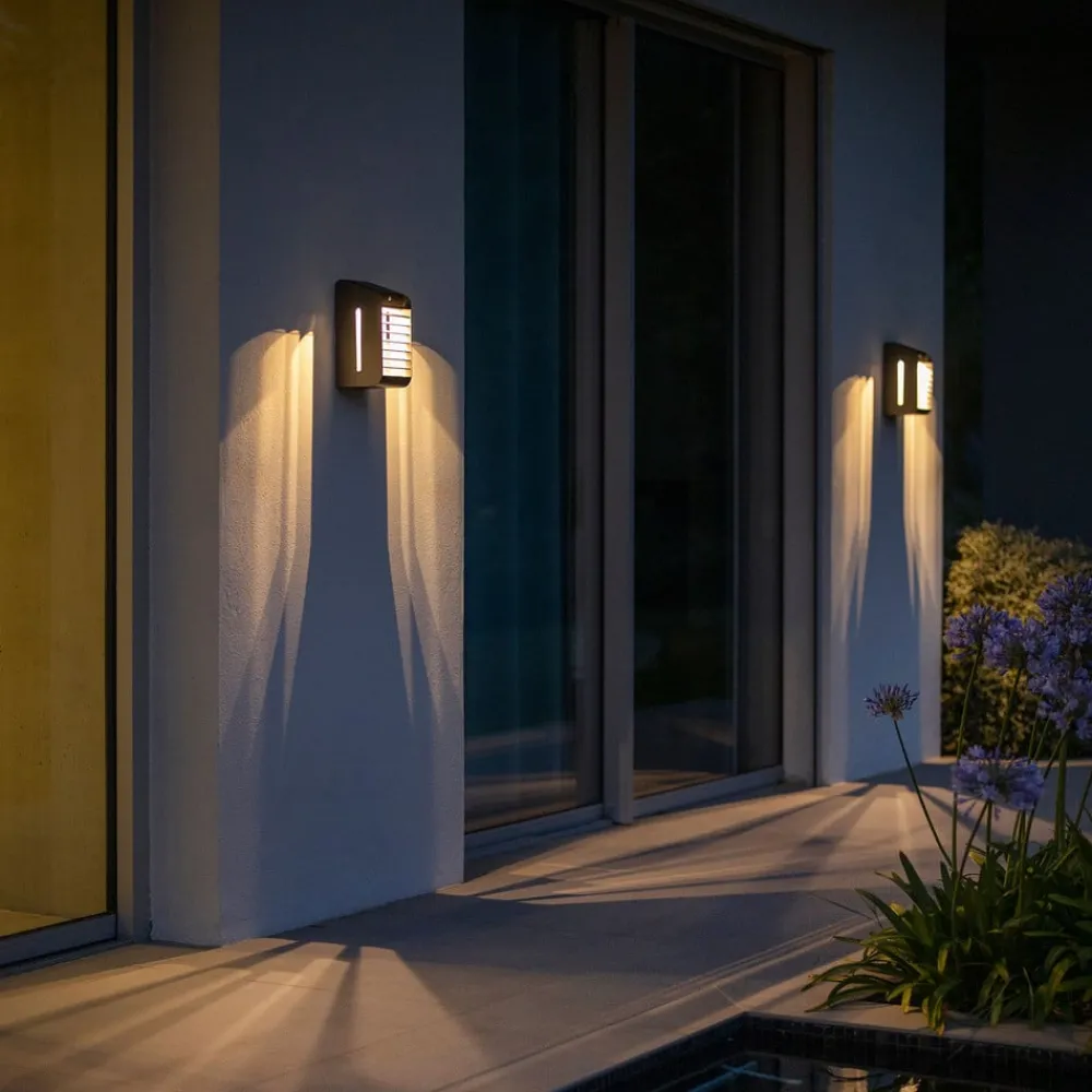 Les Jardins Solcelle Lampe Med Sensor|Væglampe Med Sensor > LED-solcellelampe Corner med sensor, grå