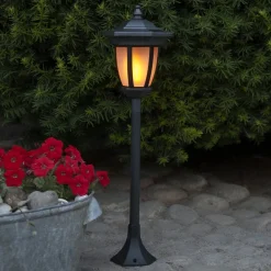STAR TRADING Sokkellamper|Udendørs Spot > LED-solcellelampe Flame, 4-i-1, sort