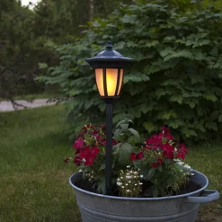 STAR TRADING Sokkellamper|Udendørs Spot > LED-solcellelampe Flame, 4-i-1, sort