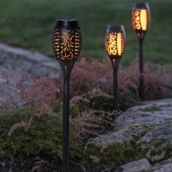 STAR TRADING Solcellelamper|Udendørs Spot > LED-solcellelampe Flame Mini i sæt af 3