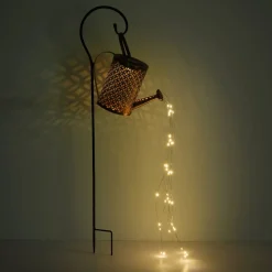 Dekorationsbelysning|Solcellelamper ^ Globo LED-solcellelampe 336523, guld, vandkande, jordspyd, metal