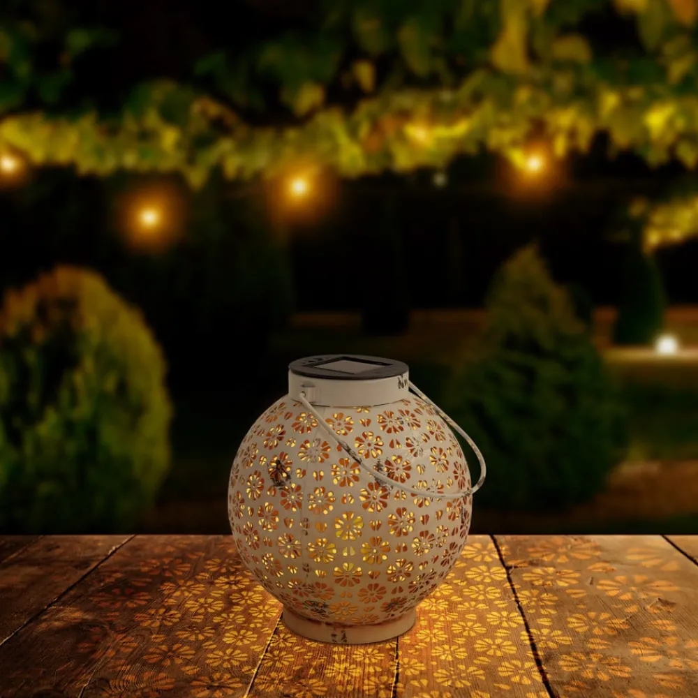 Näve Solcellelamper > LED-solcellelampe 52854, hvid, metal, 20 cm, IP44, 2 stk