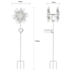 Globo Solcellelamper > LED-solcellelampe 36578, jordspyd, rustbrun, metal, glas