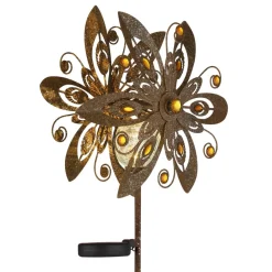 Globo Solcellelamper > LED-solcellelampe 36578, jordspyd, rustbrun, metal, glas