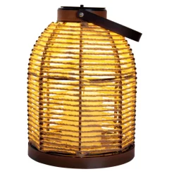 Näve Dekorationsbelysning|Solcellelamper > LED-solcellelampe Korbinian, brun, højde 29 cm, IP44, lygte