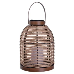 Näve Dekorationsbelysning|Solcellelamper > LED-solcellelampe Korbinian, brun, højde 29 cm, IP44, lygte