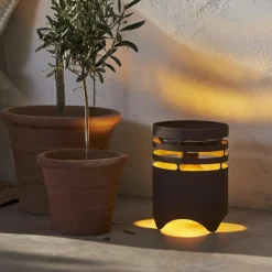STAR TRADING Dekorationsbelysning|Solcellelamper > LED-solcellelampe Marron, højde 25 cm, brun, metal, USB-C