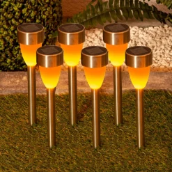 Näve Dekorationsbelysning|Solcellelamper > LED-solcellelampe 4135006 med flammeeffekt 6er-sæt