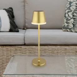 Globo Solcellelamper > LED-solcellelampe, metal, guldfarvet, højde 41 cm, IP44