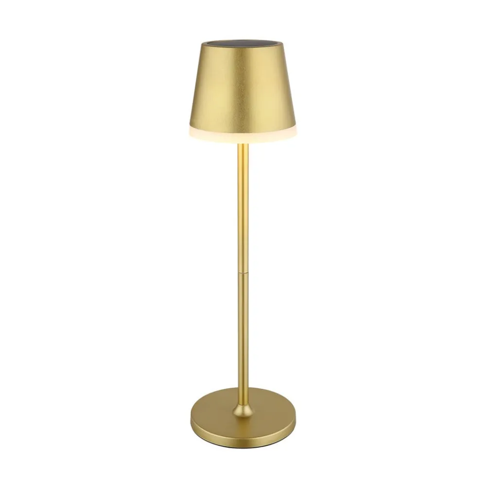 Globo Solcellelamper > LED-solcellelampe, metal, guldfarvet, højde 41 cm, IP44