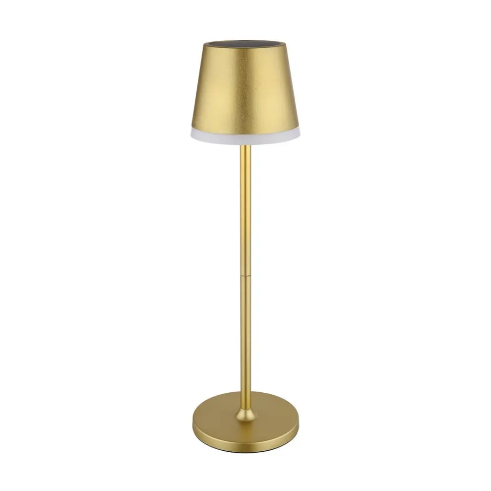Globo Solcellelamper > LED-solcellelampe, metal, guldfarvet, højde 41 cm, IP44