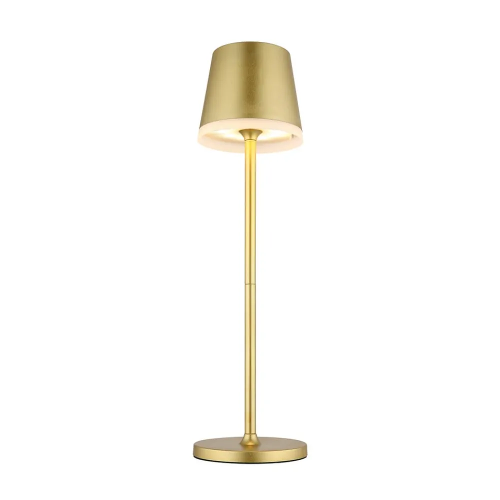 Globo Solcellelamper > LED-solcellelampe, metal, guldfarvet, højde 41 cm, IP44