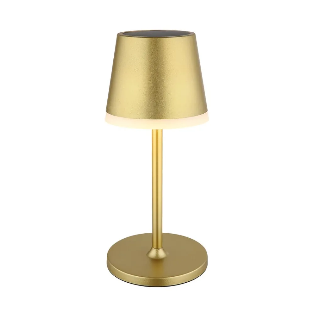 Globo Solcellelamper > LED-solcellelampe, metal, guldfarvet, højde 41 cm, IP44