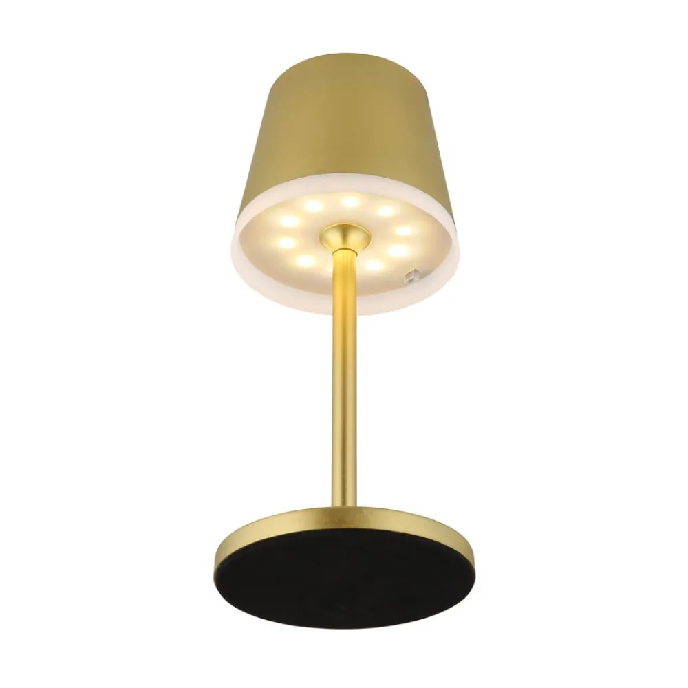 Globo Solcellelamper > LED-solcellelampe, metal, guldfarvet, højde 41 cm, IP44