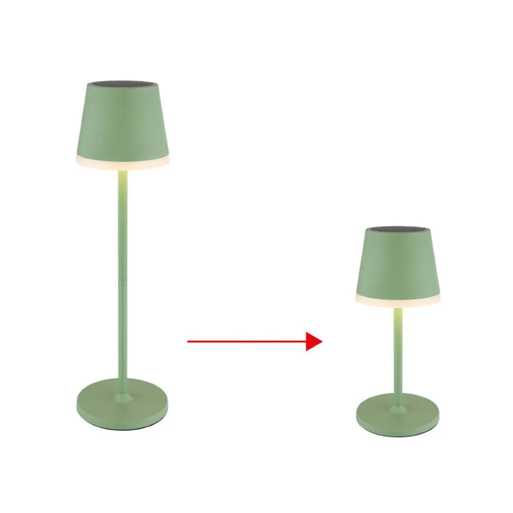 Globo Dekorationsbelysning|Solcellelamper > LED-solcellelampe, metal, lysegrøn, højde 41 cm, IP44