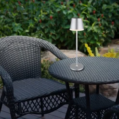 Globo Solcellelamper > LED-solcellelampe, metal, sølvfarvet, højde 41 cm, IP44