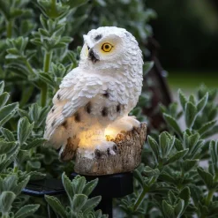 Solcellelamper ^ STAR TRADING LED-solcellelampe Owl med jordspyd