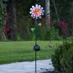 STAR TRADING Solcellelamper > LED-solcellelampe Pink Daisy i blomsterform