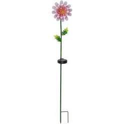 STAR TRADING Solcellelamper > LED-solcellelampe Pink Daisy i blomsterform
