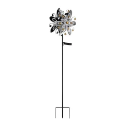 Dekorationsbelysning|Solcellelamper ^ Globo LED-solcellelampe 36578S, jordspyd, sølv/sort, metal