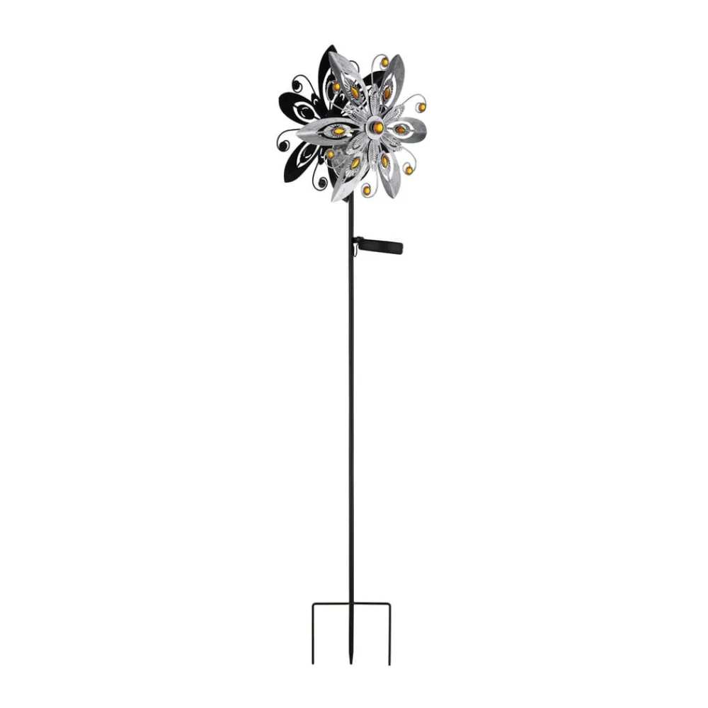 Dekorationsbelysning|Solcellelamper ^ Globo LED-solcellelampe 36578S, jordspyd, sølv/sort, metal