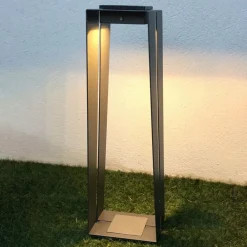 Solcelle Lampe Med Sensor|Sokkellamper Med Sensor ^ Les Jardins LED-solcellelampe Skaal i aluminium, 70 cm, grå