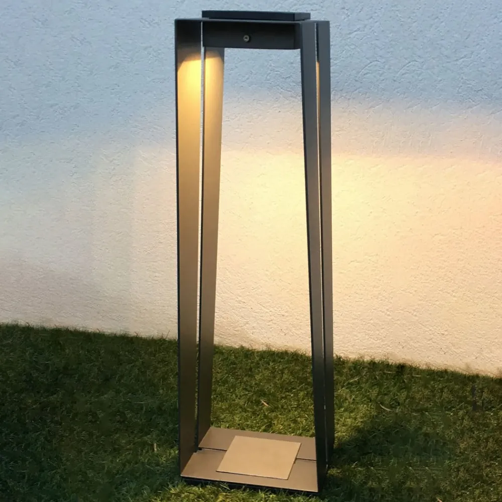 Solcelle Lampe Med Sensor|Sokkellamper Med Sensor ^ Les Jardins LED-solcellelampe Skaal i aluminium, 70 cm, grå